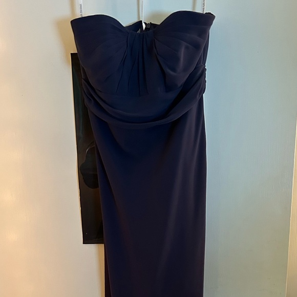 David’s Bridal Strapless Navy Blue Bridesmaids/Prom Dress - Picture 2 of 6